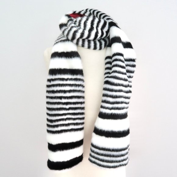 HENRI BENDEL Striped Faux Fur scarf - Picture 2 of 6